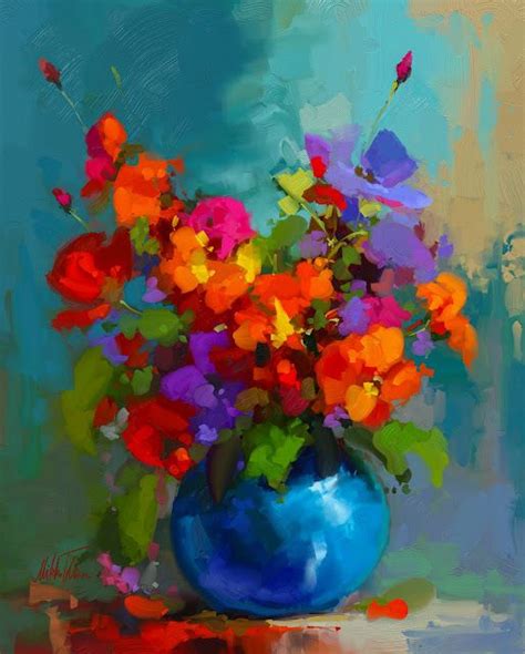 Colorful Still Life Digital Oil Painting By Mikko Tyllinen In