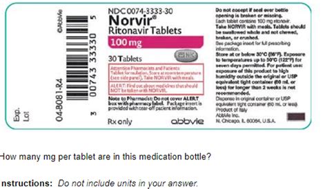 Solved How many mg per tablet are in this medication bottle? | Chegg.com