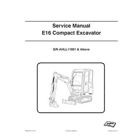 Manual De Servicio Pdf De La Excavadora Compacta Bobcat E16