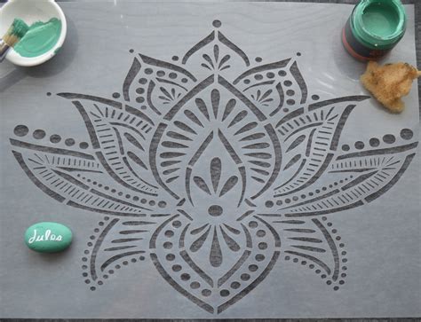 Large Lotus Flower Stencil in A3 for Painting Furniture, Fabric, Murals ...