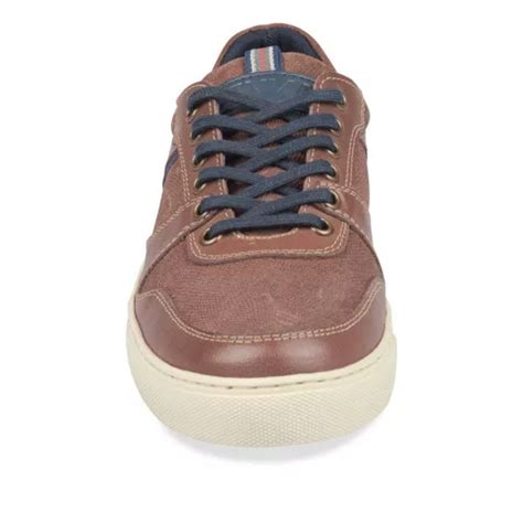 Baskets Marron Homme Cuir Lacets Denim Side Cuir