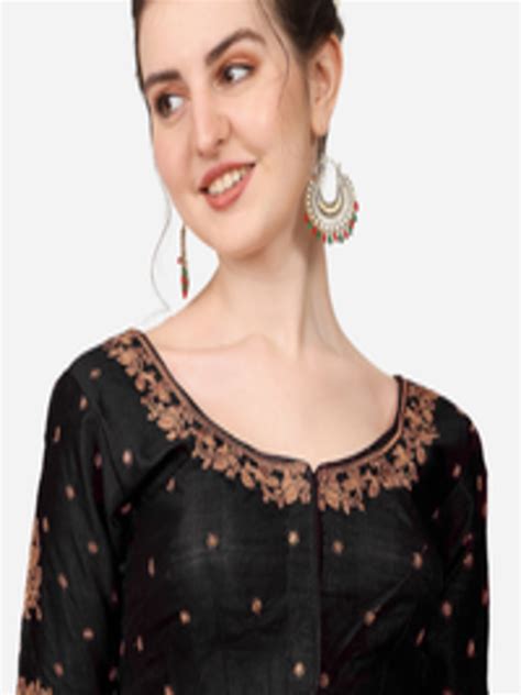 Buy Sumaira Tex Black Embroidered Readymade Silk Saree Blouse Saree