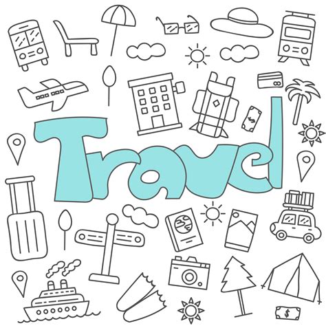 Hand Drawn Doodle Of Travel Set 628192 Vector Art At Vecteezy