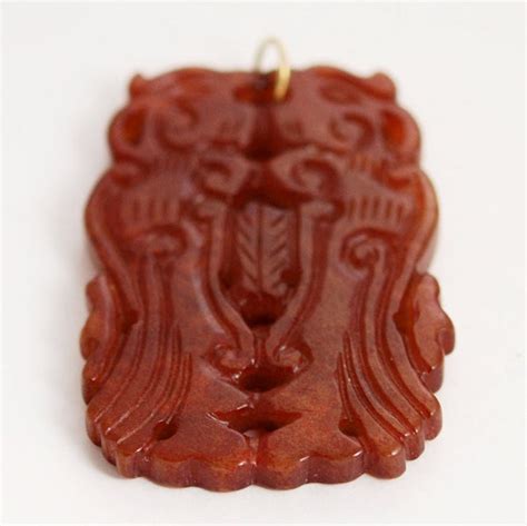 Red Jade Carved Pendant – Estatebeads