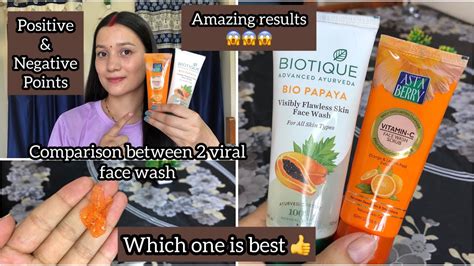 Comparison Between Biotique And Asta Berry Face Wash Youtube