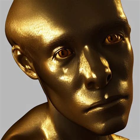 Portrait Of Anatomy Gold Statue Reflect Chrome 8 K Stable Diffusion