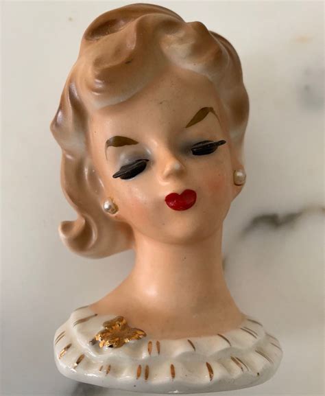 Vintage Lady Head Vase With Pearl Earrings Etsy Canada Etsy