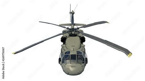 Helicopter in flight, military aircraft, army chopper isolated on white ...