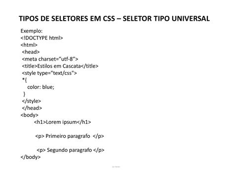 Html Linguagem De Marca O E Estilo Tipo De Seletores E Layout Em Css