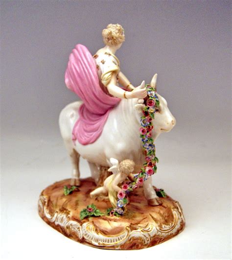 Meissen Rare Figurine Group Of Europe Riding On A White Bull Circa