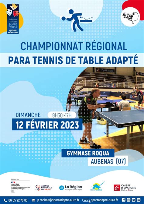 Championnat Régional Para Tennis de Table Adapté Aubenas 07 Ligue