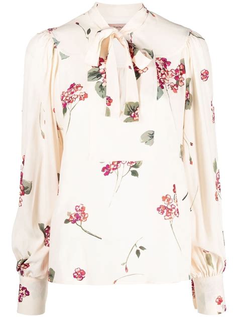 TWINSET Floral Print Pussy Bow Blouse Farfetch