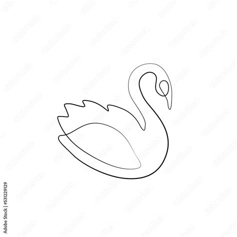 Swan line art isolated vector illustration, tattoo, print and logo ...