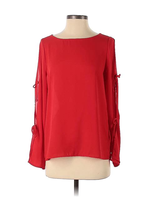 Kaileigh 100 Polyester Colored Red Long Sleeve Blouse Size S 82 Off