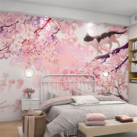 Cherry Blossom Tree with Cat Wallpaper | Cherry blossom bedroom, Cherry ...