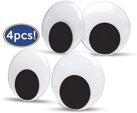 Bastex 3 Inch Giant Googly Wiggle Eyes 4 Pack Includes Self Adhesive