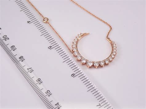 18k Rose Gold Diamond Crescent Moon Necklace 18 Necklace Chain Wedding T