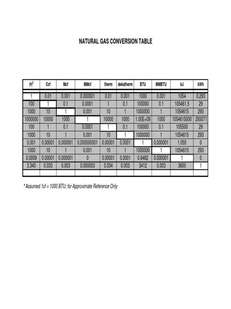 Natural Gas Conversion Chart | PDF