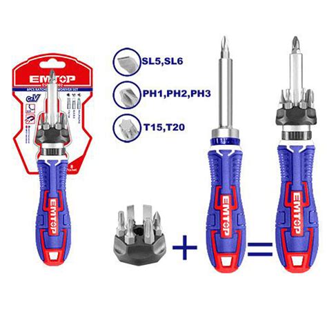 Emtop Pcs Ratchet Screwdriver Set Esdrh Fatoolsmart