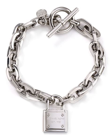 Michael Kors Chain Link Padlock Toggle Bracelet In Silver Lyst