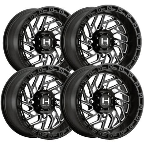 Set Of Hostile Utv H Jigsaw X X Black Milled Wheels Rims