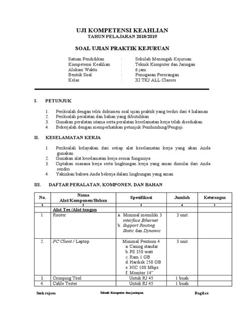 Soal Praktek Tkj Jaringan Static Pdf