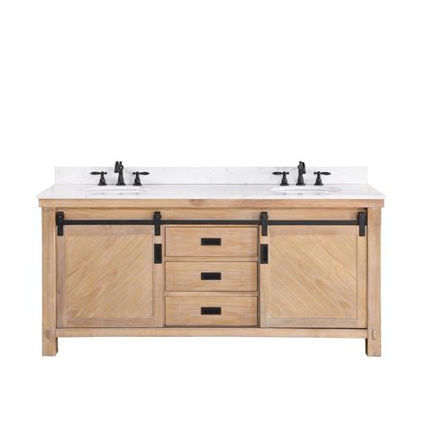 Vinnova Cortes Double Sink Bath Vanity In Weathered Pine Finish