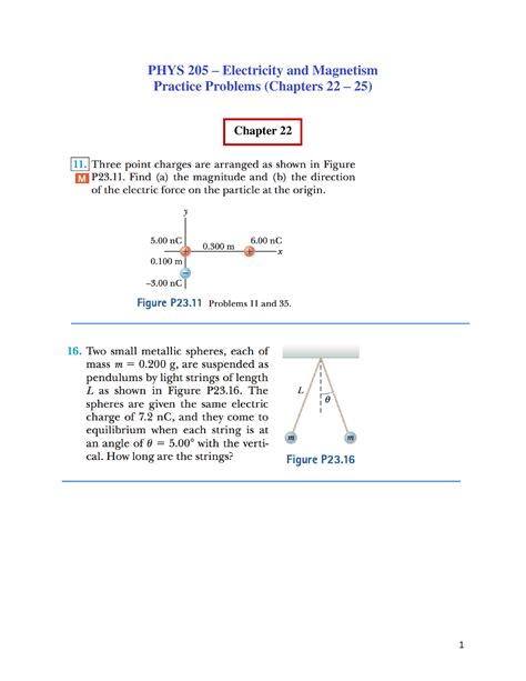 Practice Problems Ch Phys Phys Electricity And