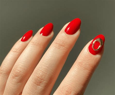 Red And Gold Nails Design