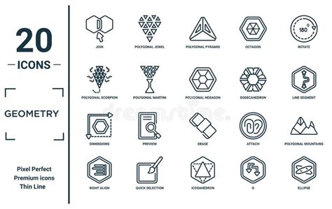 Geometry Linear Icon Set Includes Thin Line Join Polygonal Scorpion