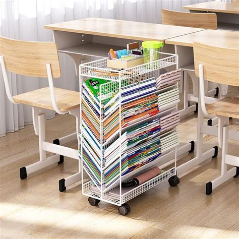 Nizame Bookshelf With Universal Wheel Iron Desk Side Shelf