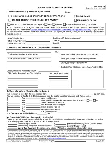 2020 2024 Form HHS Income Withholding For Support Fill Online