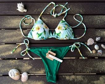 Pineapple Bikini Set Triangle Top Woman Swimwear Handmade Etsy