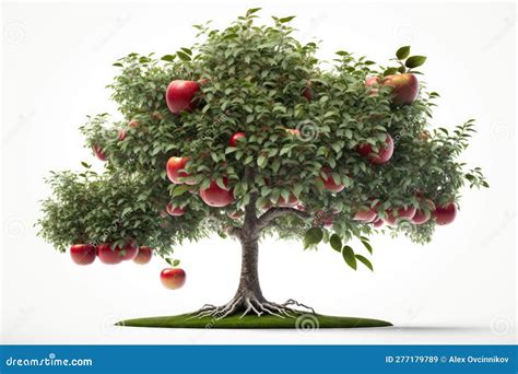 Red Apple Tree on White Background for Invitations and Posters. Stock Illustration ...