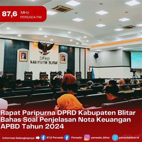 Rapat Paripurna Dprd Kabupaten Blitar Bahas Soal Penjelasan Nota