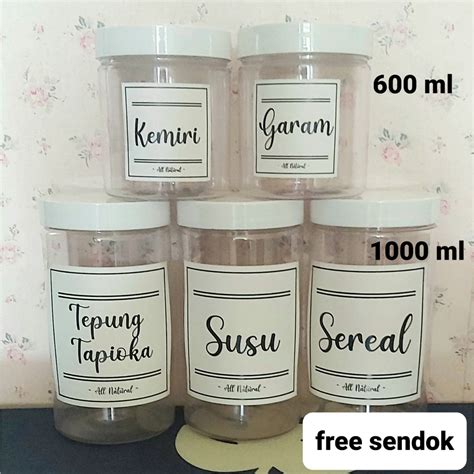 Jual Toples Estetik Toples Bumbu Dapur Toples Bumbu Free Stiker