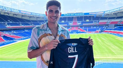 Shubman Gill Poses With Paris Saint Germain Jersey At Parc Des Princes