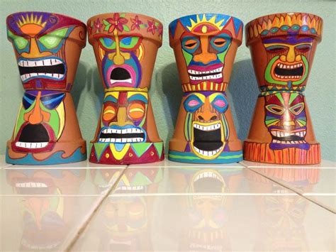 Pin By Delicious Ness On Crafty Painted Clay Pots Tiki Totem Clay