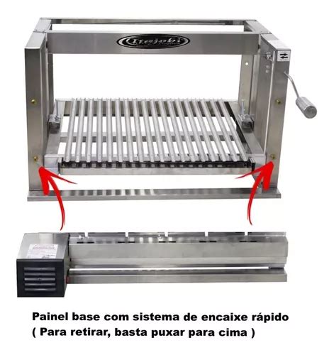 Suporte 5 Espetos Inox Grelha Argentina Parrilha Elevatório à venda em