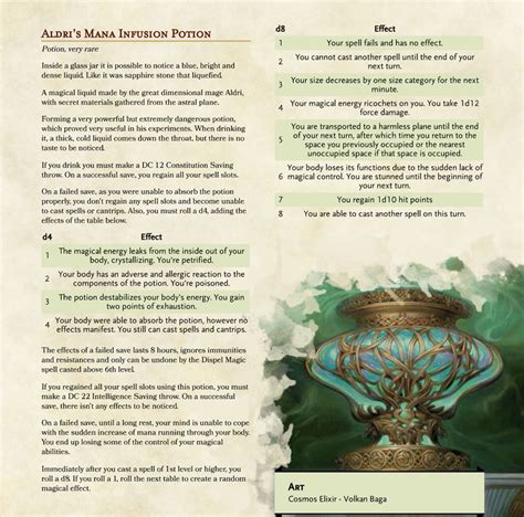 Aldris Mana Infusion Potion Dndhomebrew Potions Mana Dandd