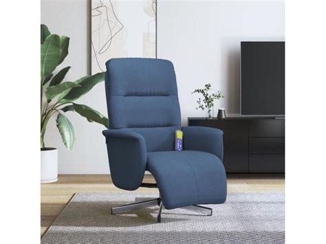 Fauteuil Inclinable De Massage Avec Repose Pieds Bleu Tissu