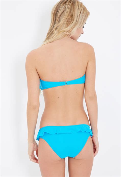 Lyst Forever 21 Ruffle Bandeau Bikini Top In Blue