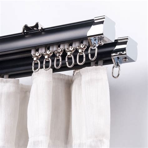 Chr Ivory And Black Ceiling Wall Mounted Double Curtain Tracks