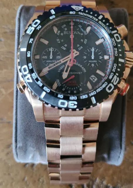 Bulova Rose Gold Mens Chronograph Watch Precisionist 98b213 £17000