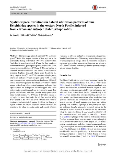 Spatiotemporal variations in habitat utilization patterns of four Delphinidae species in the ...