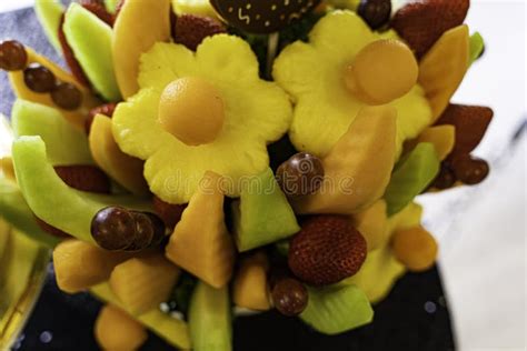 Edible Fruit Basket Arrangement with a Variety of Fruits Stock Photo ...