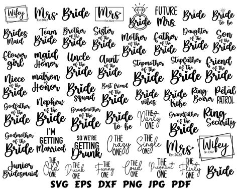 Wedding Svg Bride Svg Wedding Cut File Bride Party Svg Bachelorette Svg Mrs Svg Future Wife Svg