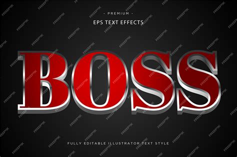 Premium Vector Boss Red Text Effect 3d Text Style