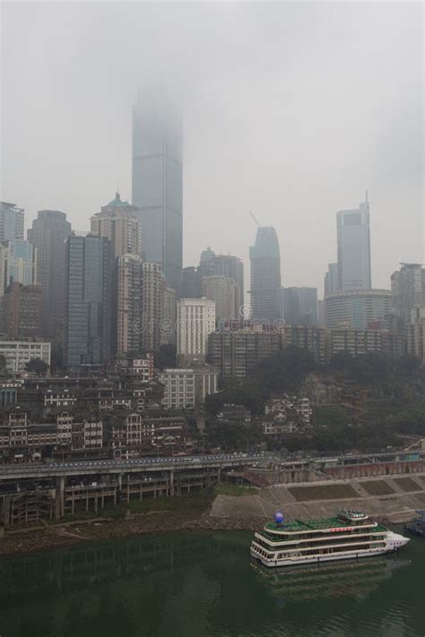 Chongqing Cityscape in Fog, China Editorial Stock Image - Image of ...