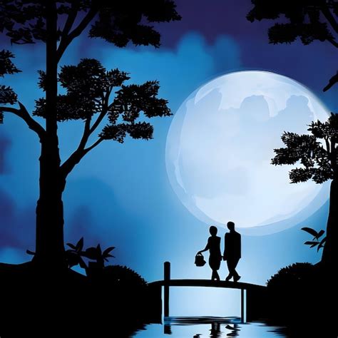 Premium AI Image | Silhouette of a couple in the moonlight